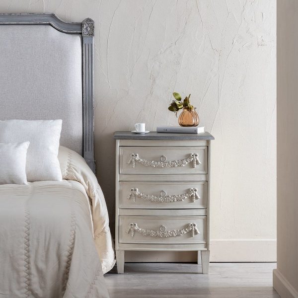 Mesita beige-gris dm-madera dormitorio 55 x 45 x 76 cm
