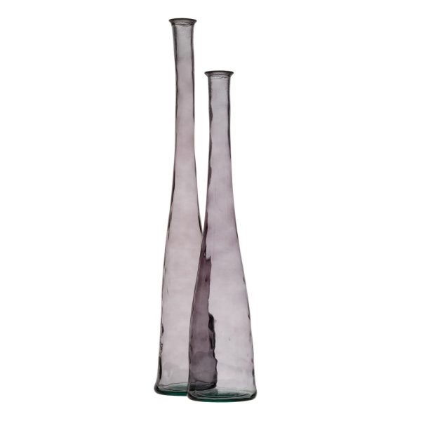 Jarrón gris vidrio reciclado decoración 18 x 18 x 120 cm