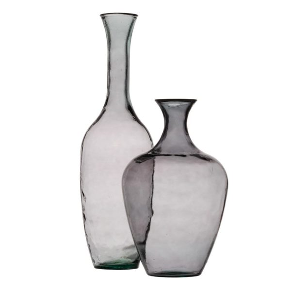 Jarrón gris vidrio reciclado decoración 40 x 40 x 65 cm