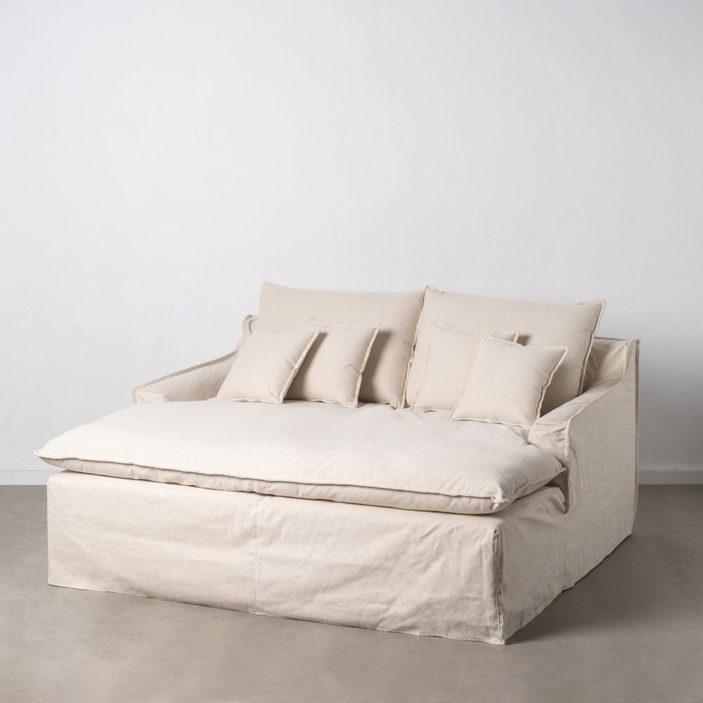 Sofá chaise longue beige tejido salón 190 x 165 x 95 cm - Muebles Orencio -  Denzzo