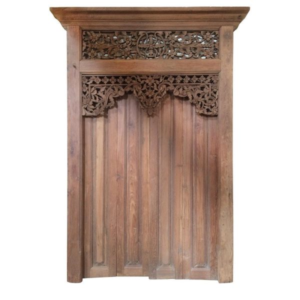 Puerta antigua tallada teka maciza 190 x 10 x 306 cm