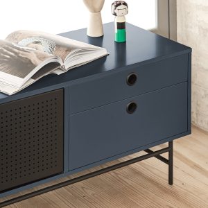 Mueble TV industrial Punto metal negro azul oscuro 180 cm 2P4C 12744_TE 