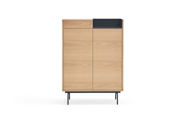 Mueble aux. valley 2p1c roble bandeja/pies azul os