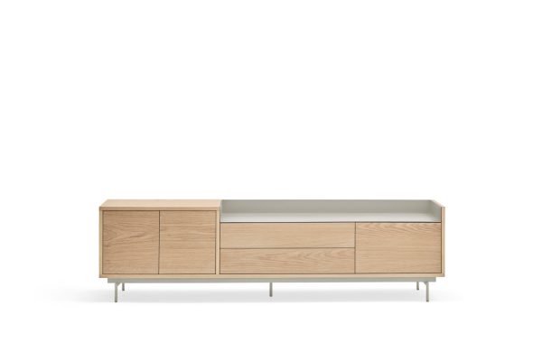 Mueble tv valley 3p2c roble band/pies gris clar