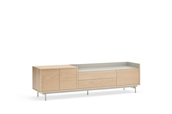 Mueble tv valley 3p2c roble band/pies gris clar