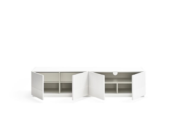 Mueble tv doric 4p2c int. blanco interior crema