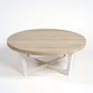 Mesa de centro teca blanqueada y aluminio gris claro Mesa de centro teca blanqueada y aluminio gris claro