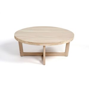 Mesa de centro con pata y sobre de teka