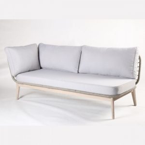 Sofá de exterior de un brazo madera y cuerda color cemento Sofá de exterior de un brazo madera y cuerda color cemento