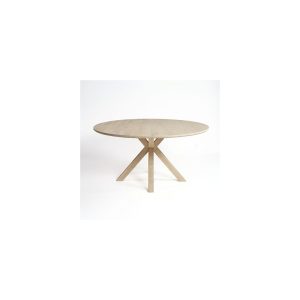 Mesa de comedor redonda acabada en roble blanqueado Mesa de comedor redonda acabada en roble blanqueado