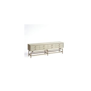 Aparador TV madera blanco grisáceo y metal dorado Aparador TV madera blanco grisáceo y metal dorado