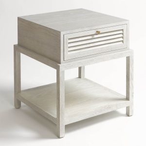 Mesita de noche blanco grisáceo acabado roble Mesita de noche blanco grisáceo acabado roble