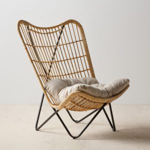 Sillón Natural-Negro Fibra Natural 76 X 76 X 87 Cm Sillón Natural-Negro Fibra Natural 76 X 76 X 87 Cm