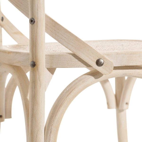 Silla blanco rozado madera / “rattan” 45 x 42 x 87 cm