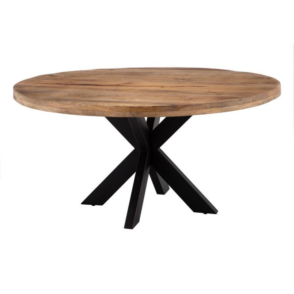 Mesa comedor natural-negro 150 x 150 x 76 cm