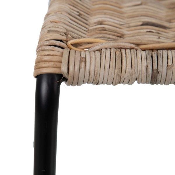 Silla natural-negro fibra natural-metal 50 x 54 x 77 cm