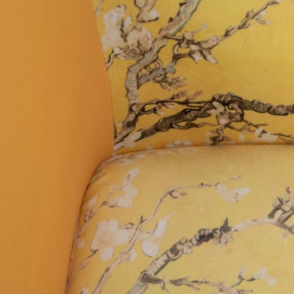 Sofá estampado amarillo terciopelo 140 x 71 x 71 cm