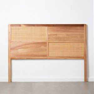 Cabecero marrón madera teca-piel 160 x 5 x 120 cm - Muebles Orencio - Denzzo