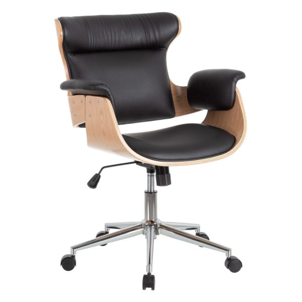 Sillón ruedas natural-negro simil piel 68 x 62 x 85 cm