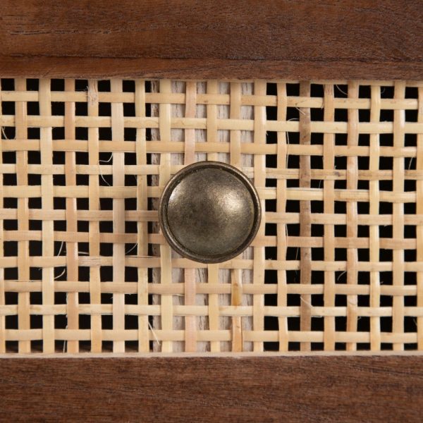 Consola crema-natural madera-ratán 110 x 30 x 78 cm