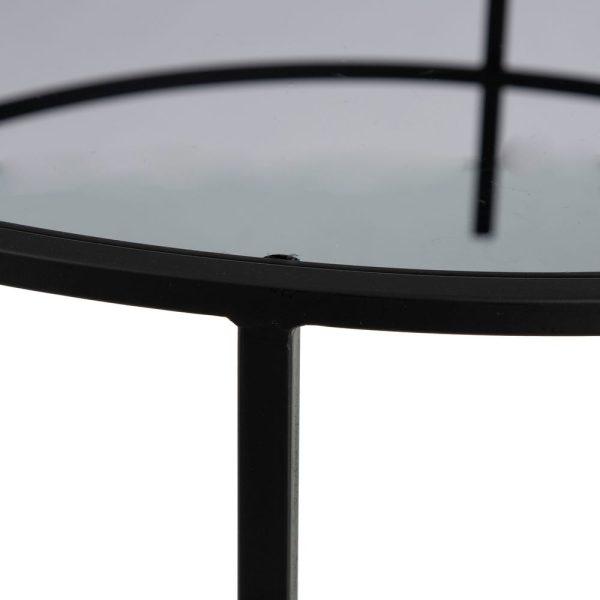 Mesa centro negro metal / cristal salón 90 x 90 x 45,50 cm