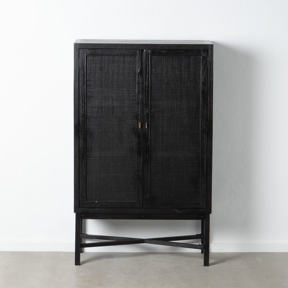 Armario negro madera mindi salón 100 x 40 x 165 cm - Muebles Orencio - Ixia