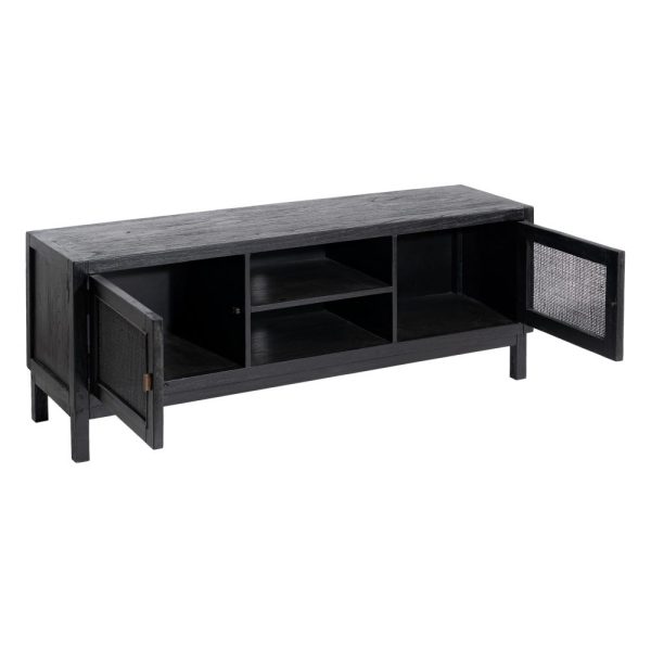 Mueble tv negro madera mindi salón 150 x 40 x 55 cm
