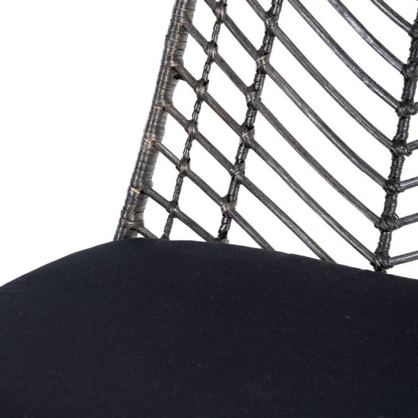 Silla gris-negro ratán/metal salón 45 x 54 x 81 cm