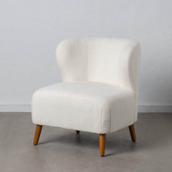 Sillón blanco madera de caucho salón 72 x 78 x 82 cm