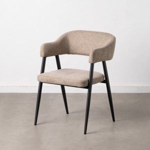 Silla Taupe Tejido-Metal Salón 56 X 60 X 81 Cm Silla Taupe Tejido-Metal Salón 56 X 60 X 81 Cm