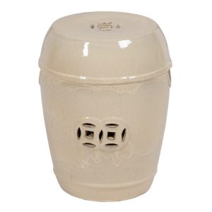 Taburete Crema Cerámica Decoración 35 X 35 X 48 Cm Taburete Crema Cerámica Decoración 35 X 35 X 48 Cm