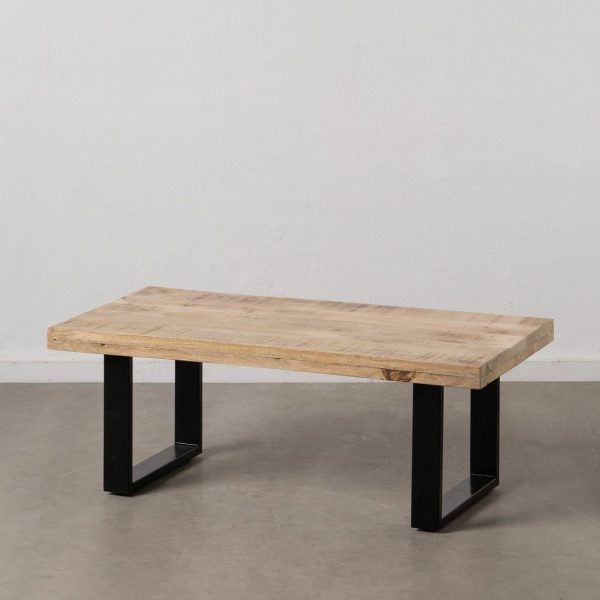 Mesa centro natural-negro madera / metal 120 x 60 x 45 cm