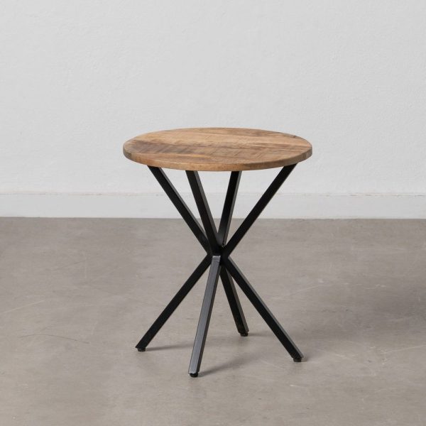 Mesa auxiliar natural madera-metal salón 43 x 43 x 49 cm