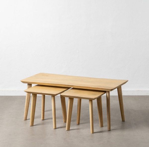 S/3 mesa centro natural madera de mango 110 x 50 x 45 cm