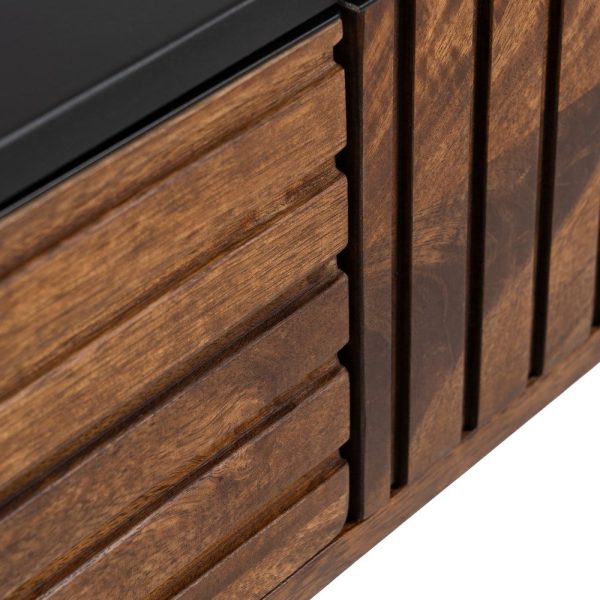 Consola marrón-negro madera-hierro 110 x 40 x 76 cm