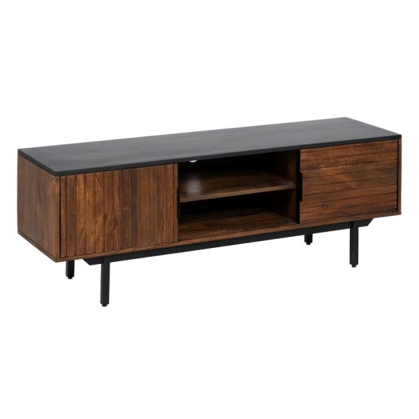 Mueble tv marrón-negro madera-hierro 140 x 40 x 50 cm