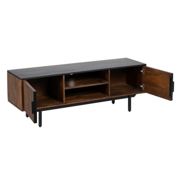 Mueble tv marrón-negro madera-hierro 140 x 40 x 50 cm