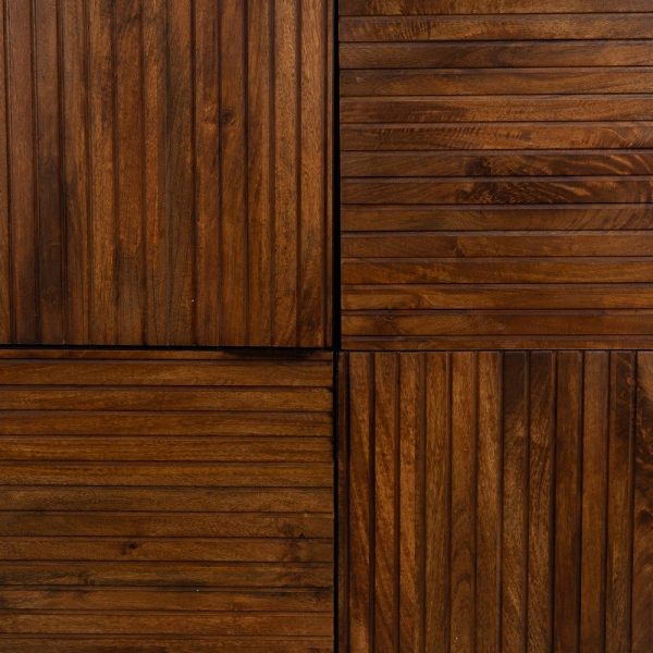 Armario marrón-negro madera-hierro salón 100 x 40 x 140 cm