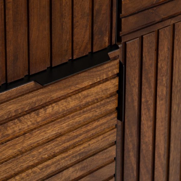 Armario marrón-negro madera-hierro salón 100 x 40 x 140 cm