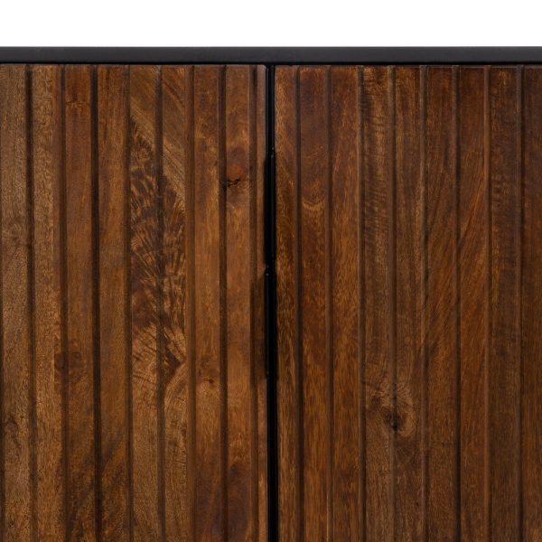 Aparador marrón-negro madera-hierro 160 x 40 x 75 cm