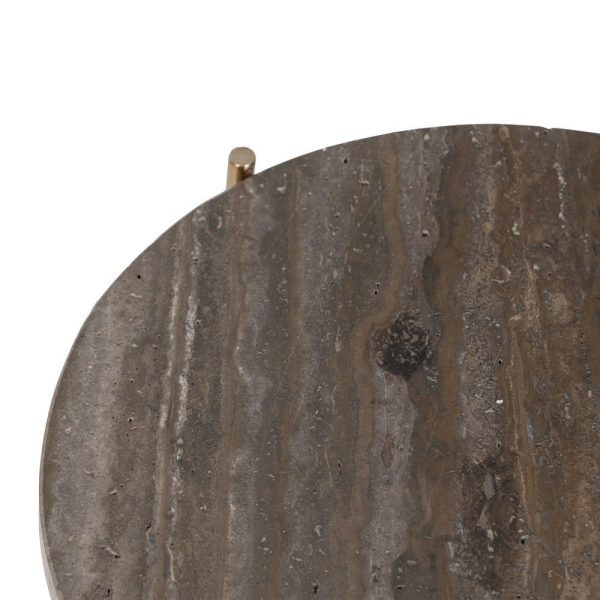 Mesita marrón hierro / mármol salón 32 x 32 x 54,50 cm