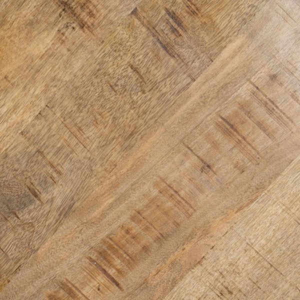Mesa comedor natural-negro madera-hierro 130 x 130 x 77 cm