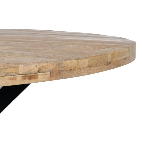 Mesa comedor natural-negro madera-hierro 150 x 150 x 77 cm