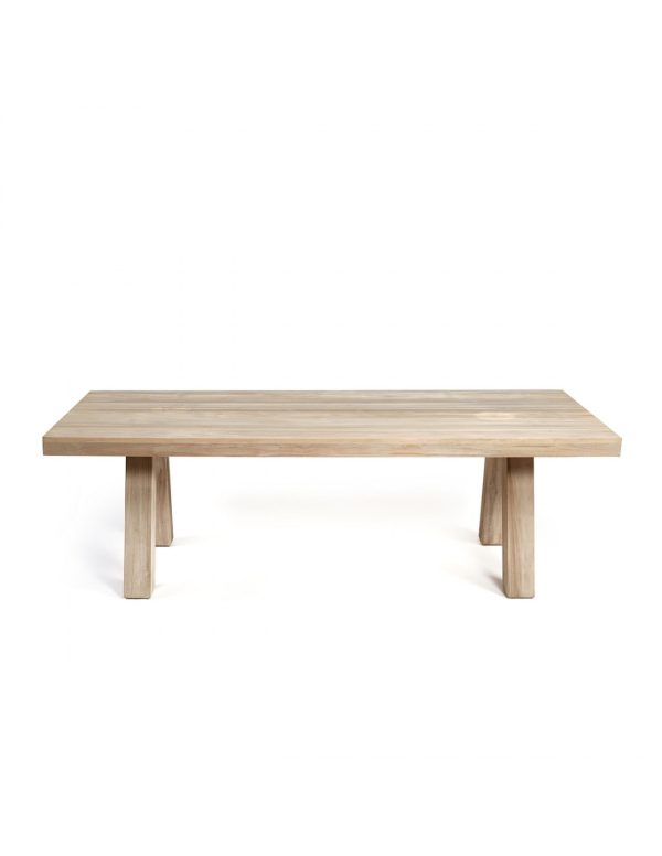 Mesa de comedor rectangular de madera de teca para exterior 300