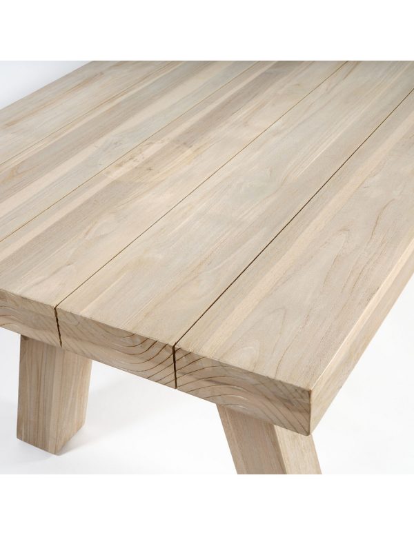 Mesa de comedor rectangular de madera de teca para exterior