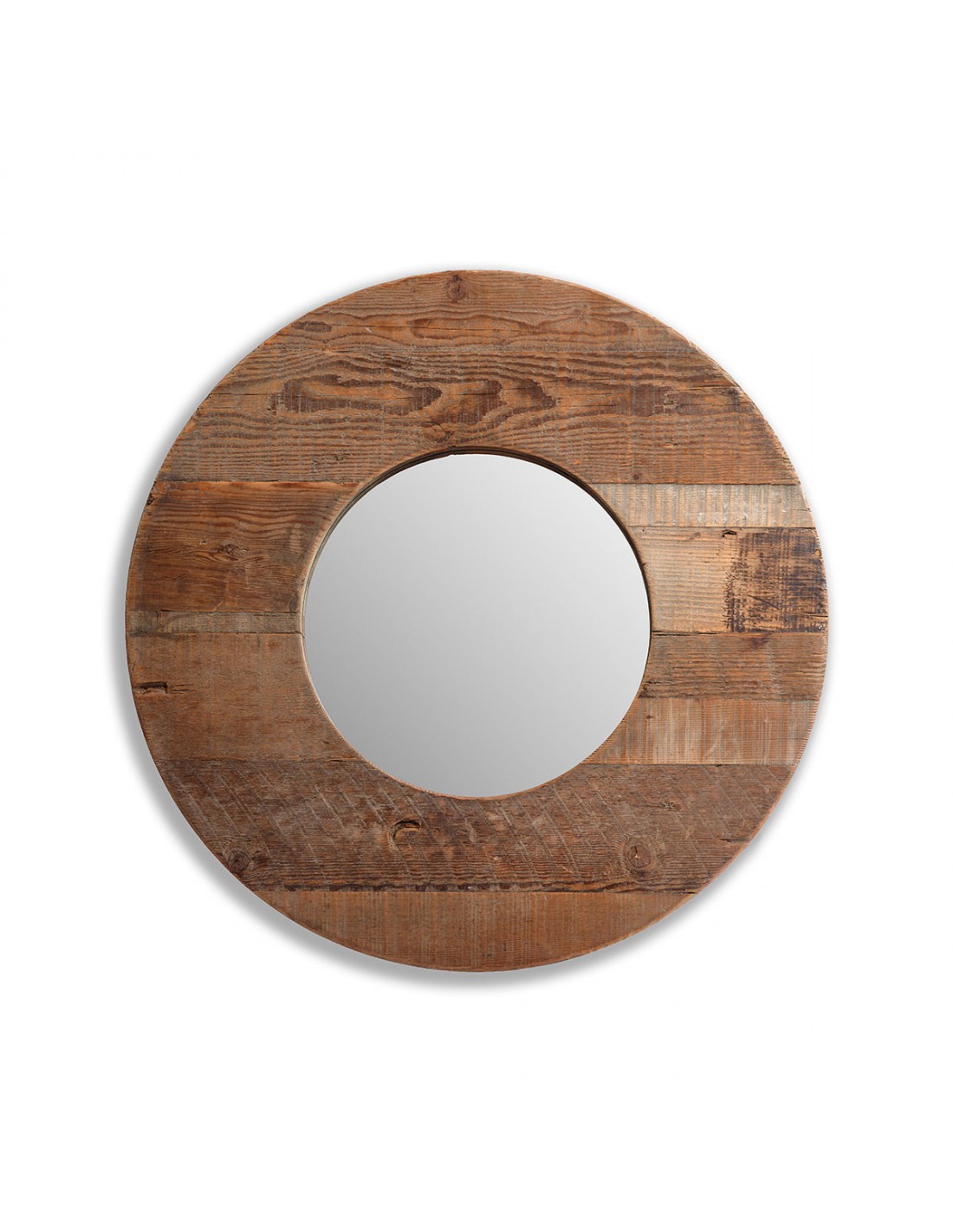 Espejo redondo con marco de madera antigua - Muebles Orencio - Crisal  decoración