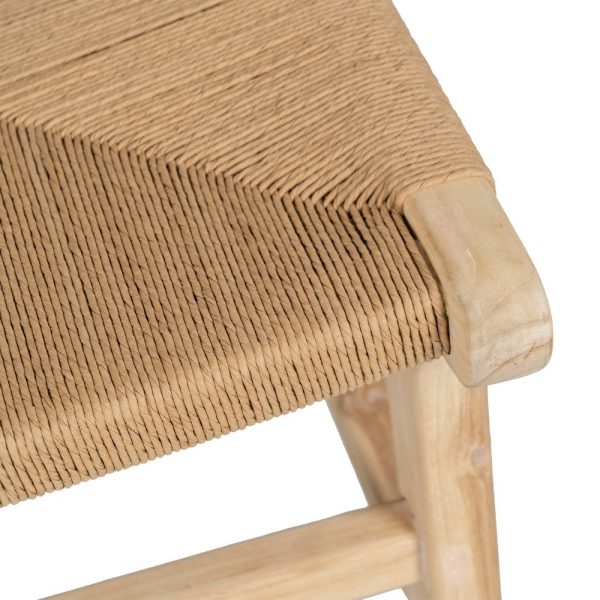 Silla natural madera teca-fibra natural 52 x 58 x 85 cm