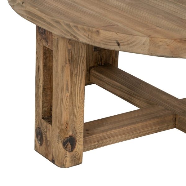 Mesa centro natural madera de pino salón 105 x 105 x 45 cm