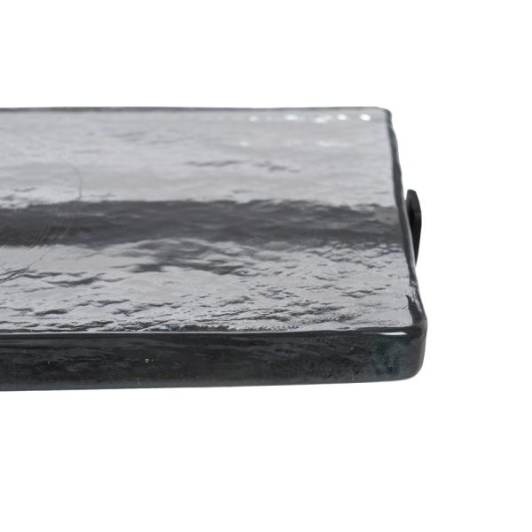 Mesa Auxiliar Negro Metal-Cristal Salón 41 X 32 X 59 Cm