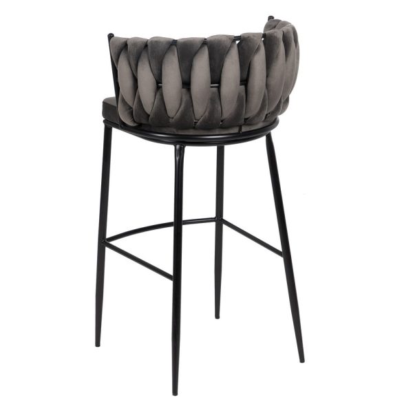 Taburete gris-negro tejido-metal salón 57 x 57 x 104 cm